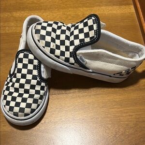 Vans Kids Checkered Slip-On Shoes - Black and White